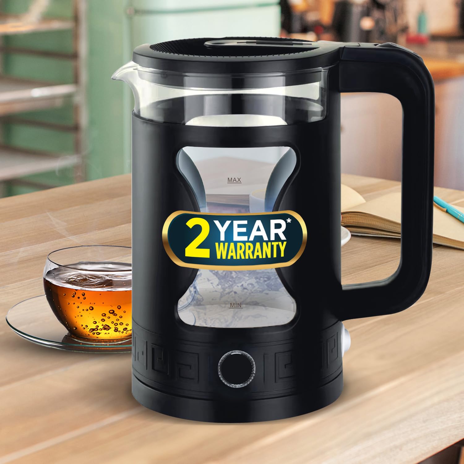 iBELL Gekb17M Black Glass Electric Kettle Glass Kettle 1500 Watts, 1.7 Litres With Led Light